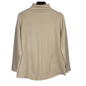 LETT Mockneck Modal Blend Ribbed Oversized Sweater Size Large Lounge Stretch